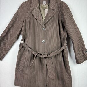 J Jill Brown Belted Trench Coat Size XL NWT %100 cotton old money retro style